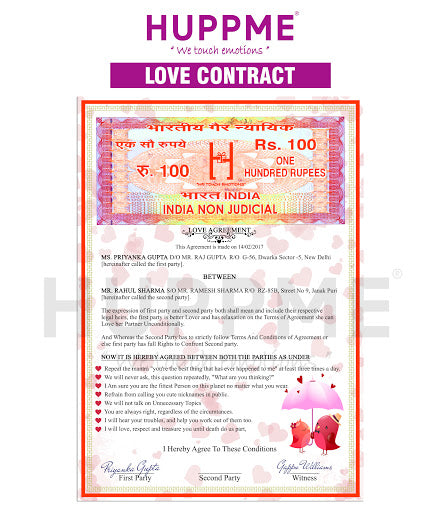 Personalized Love contract with Love Certificate