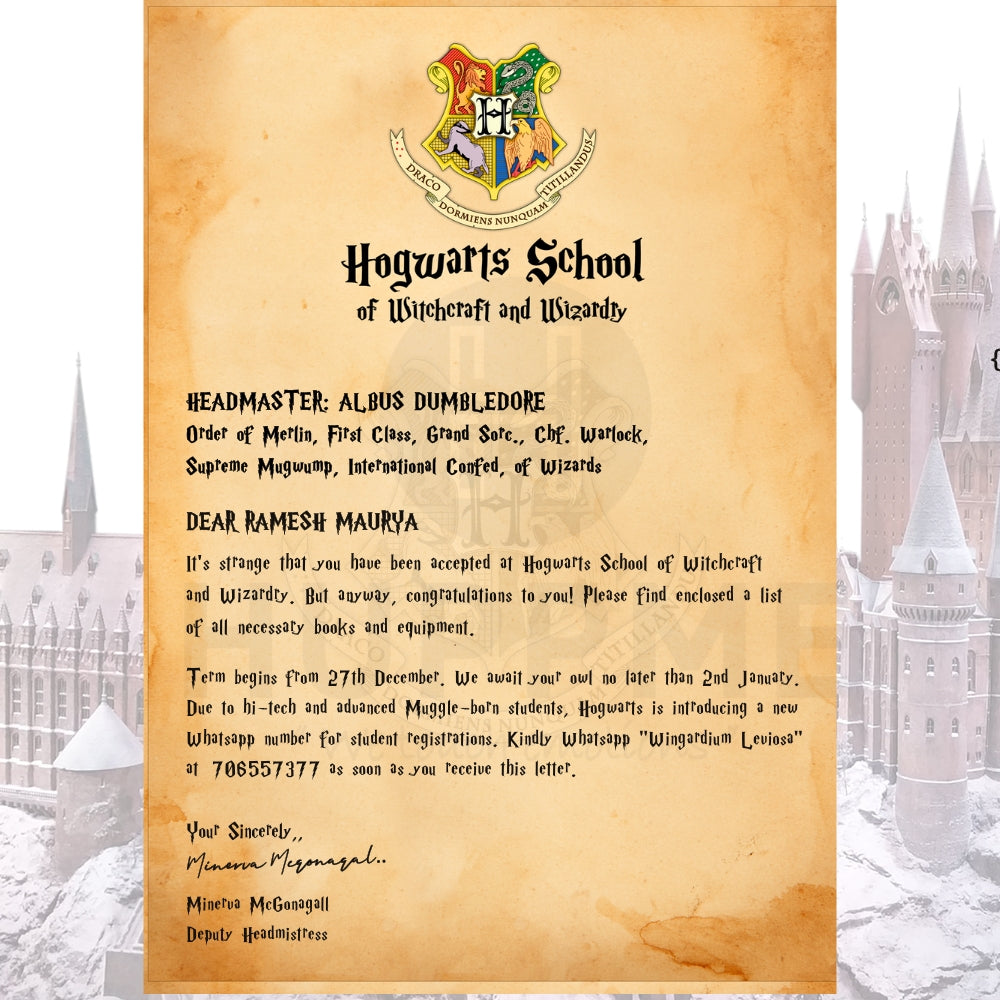 Personalized Hogwarts Letter | Best Gift for Potter Fan