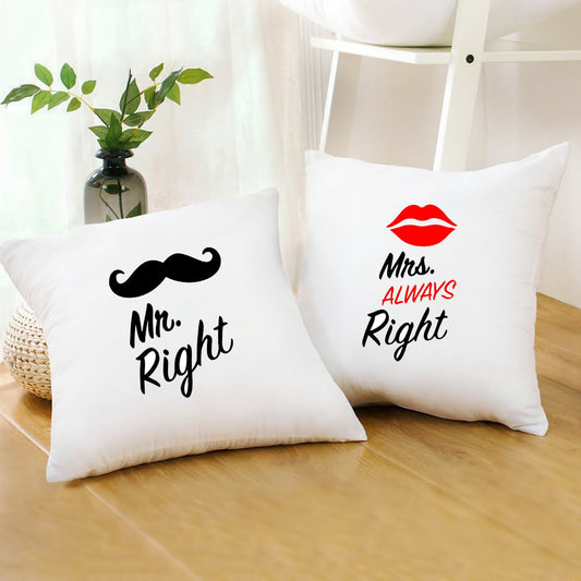 Mr Right and  Mrs Always Right Couple Cushion with filler