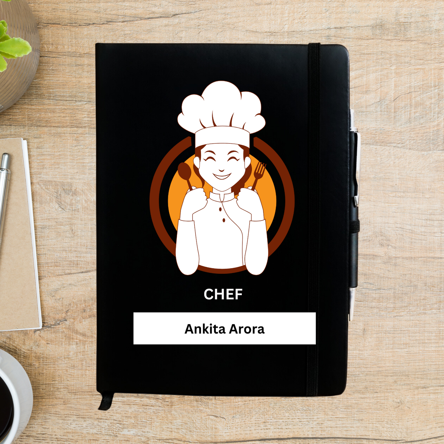 Happy Female Chef Personalized Diary