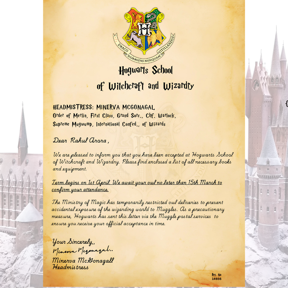 Personalized Hogwarts Letter | Best Gift for Potter Heads