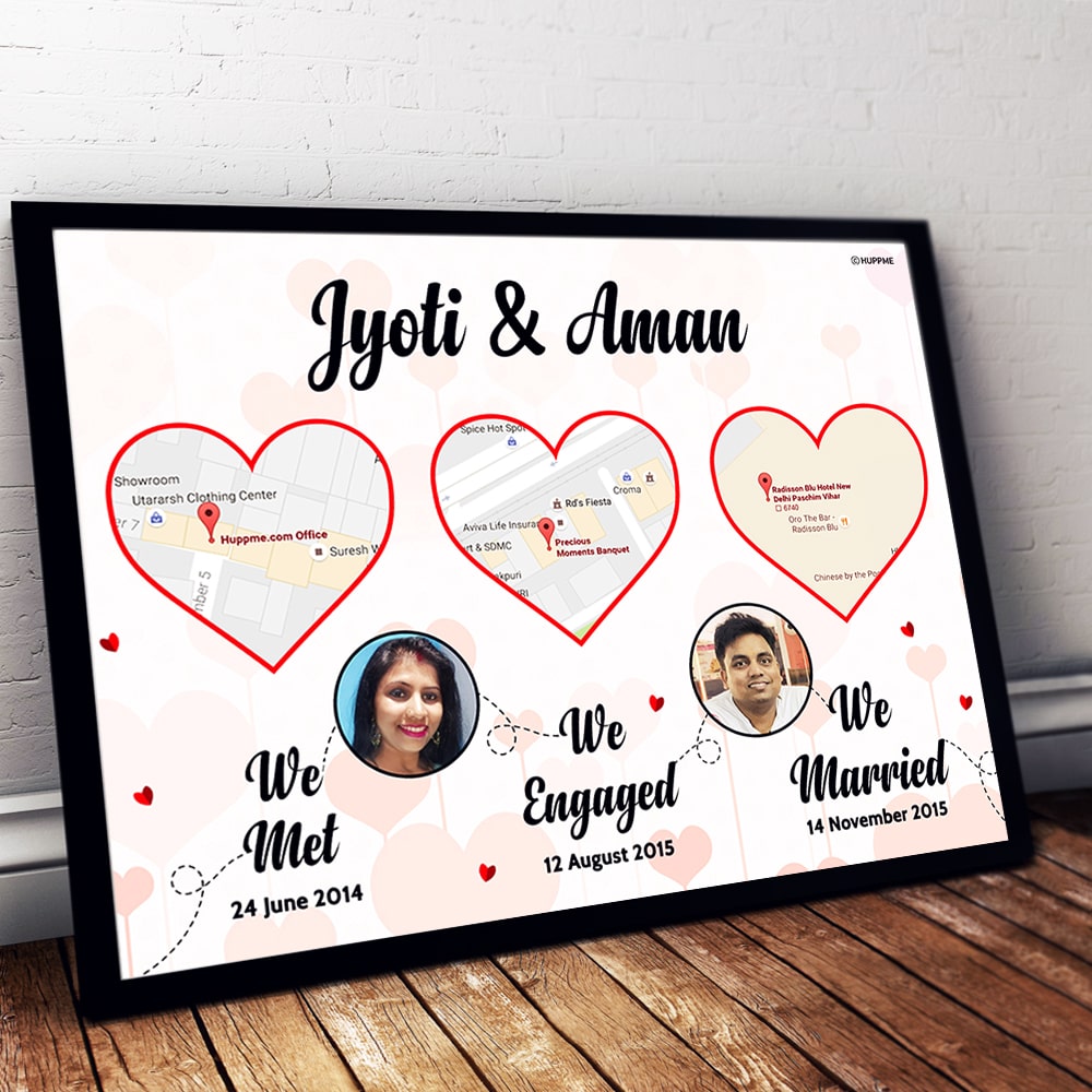 We Met we enggaged personalized photo frame