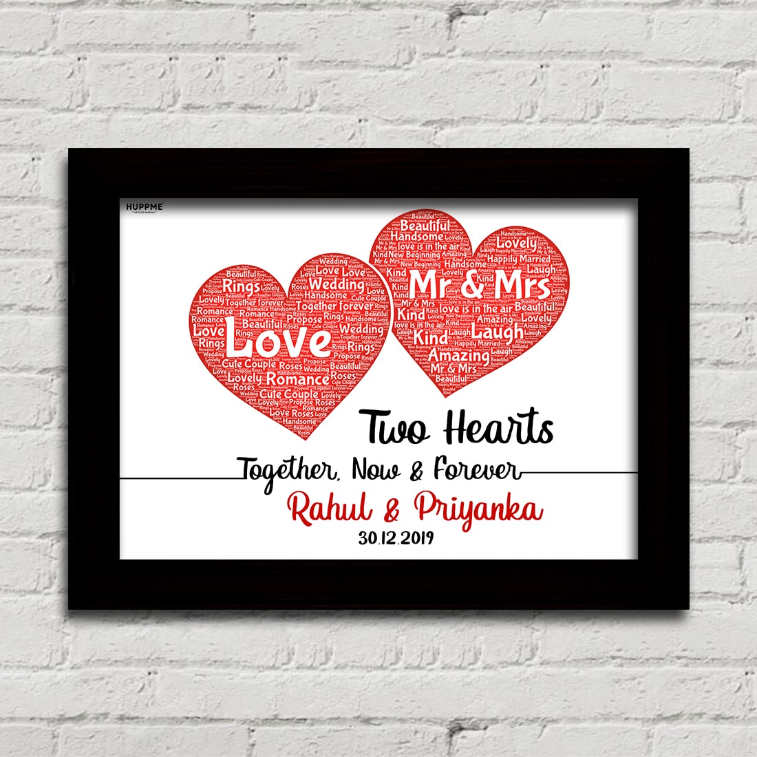 Two-Hearts-With-Name-Date photo Frame