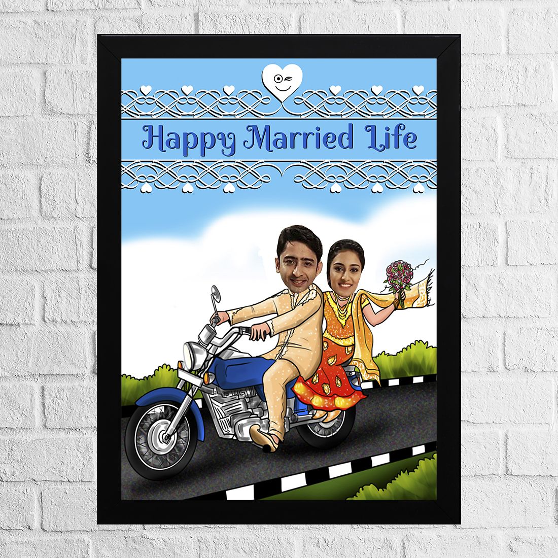 happy married life photo frame