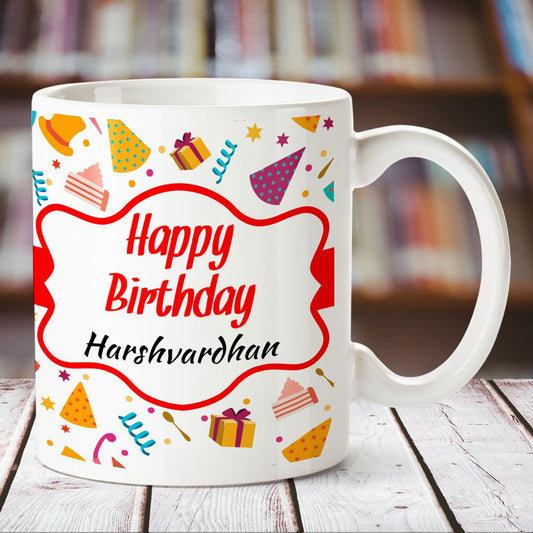 Personalized Happy Bday Name White Mug