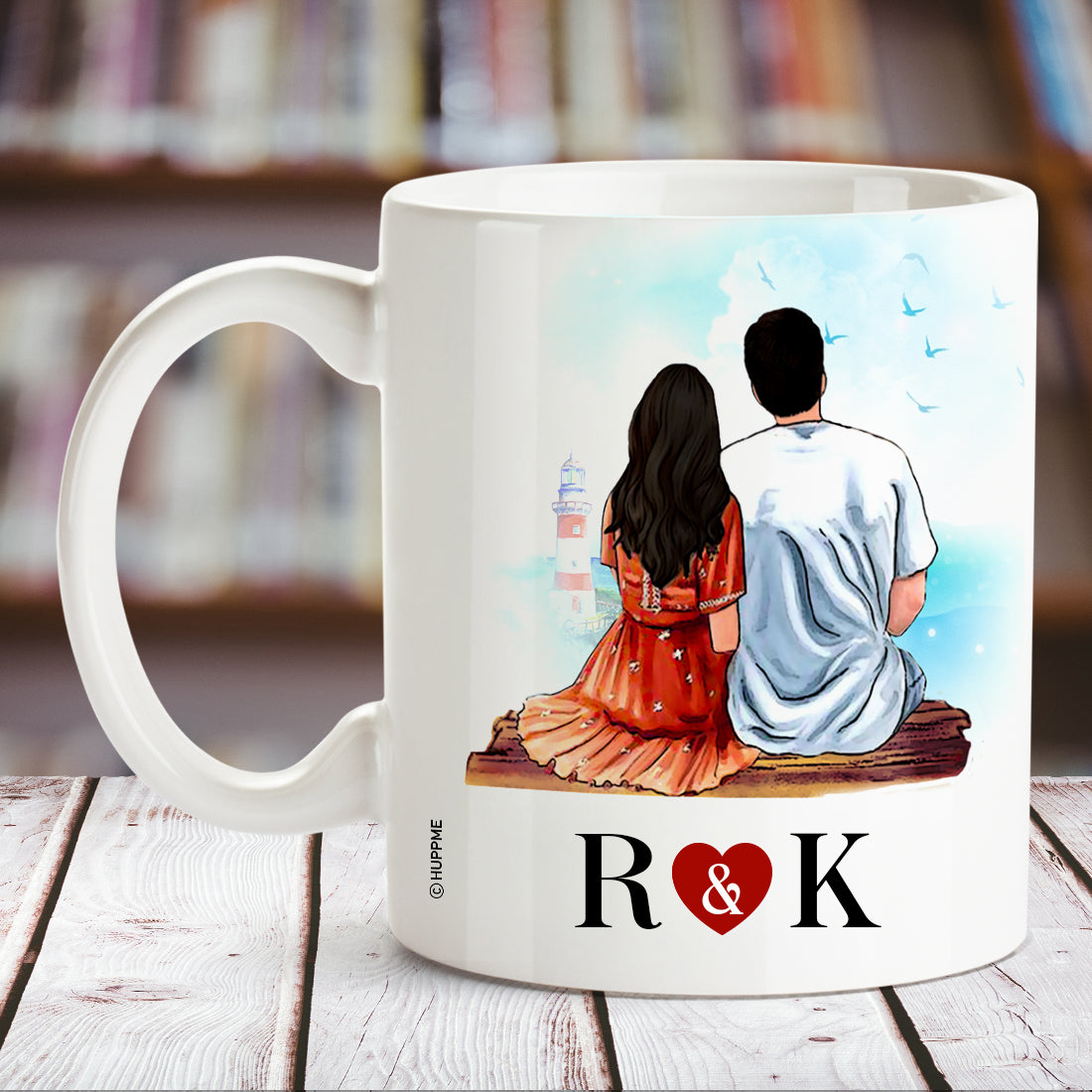 Personalized Couple Name Initials White Mug