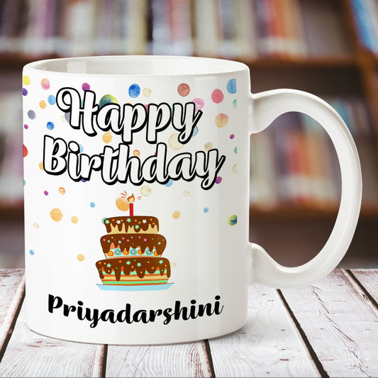 Personalized Happy Birthday Name White Mug