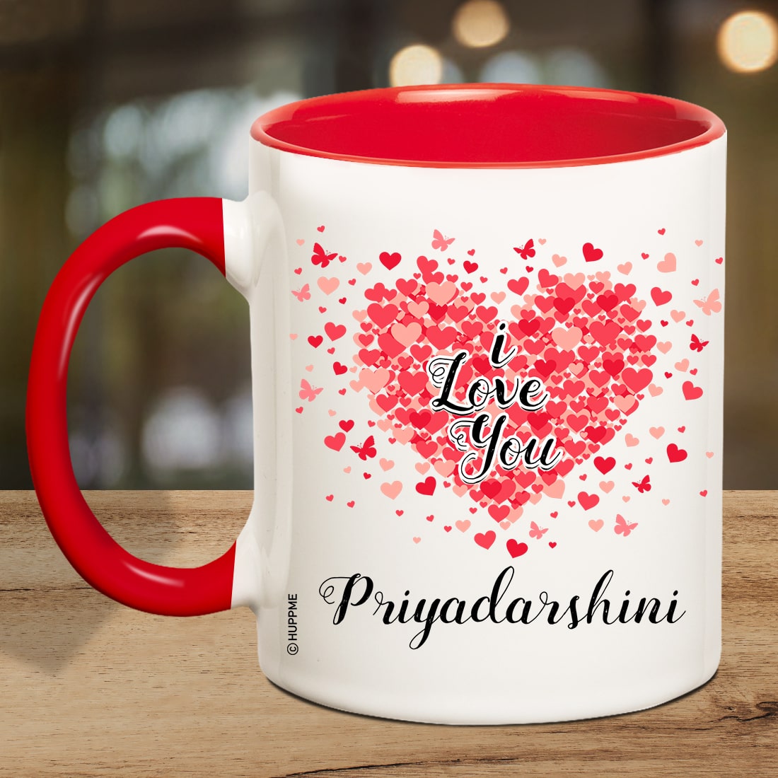 Personalized I Love You Name Inner Red Mug