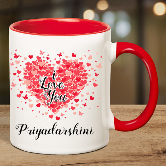 Personalized I Love You Name Inner Red Mug