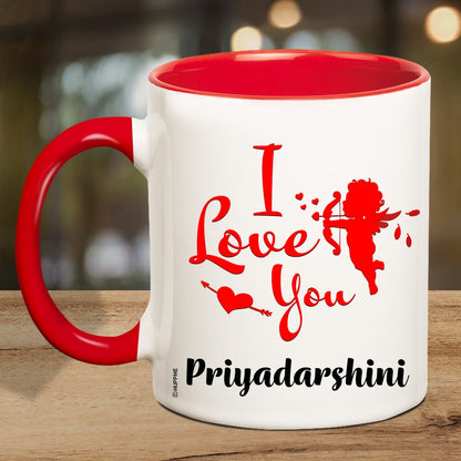 Personalized I Love You Cupid Name Inner Red Coffee Mug