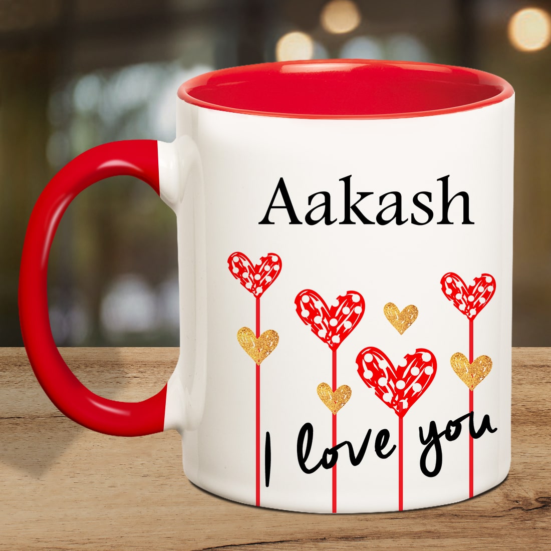 Personalized I Love You Name Inner Red Coffee Mug