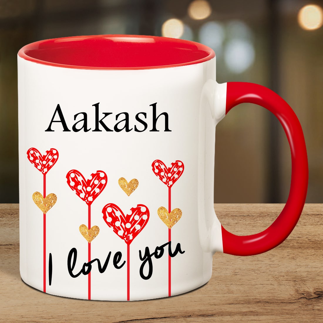 Personalized I Love You Name Inner Red Coffee Mug