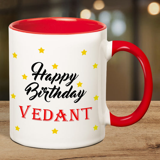 Personalized Happy Birthday Name Inner Red Coffee Mug