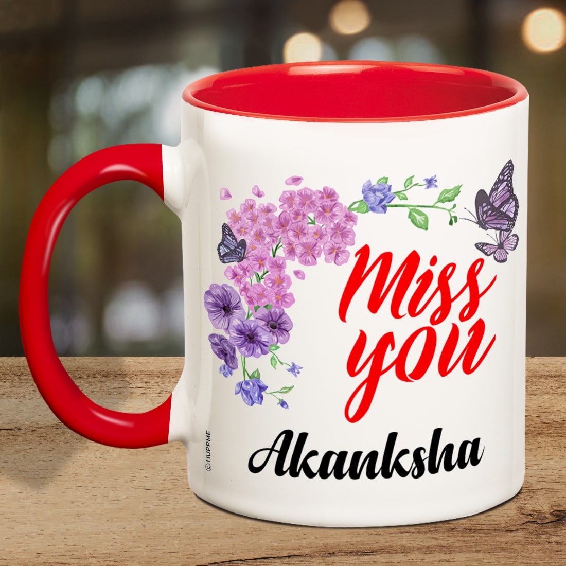 Personalized Miss You Name Inner Red Mug