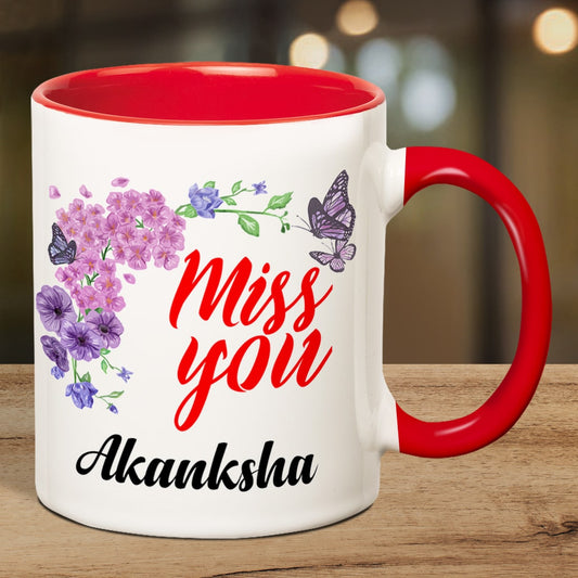 Personalized Miss You Name Inner Red Mug