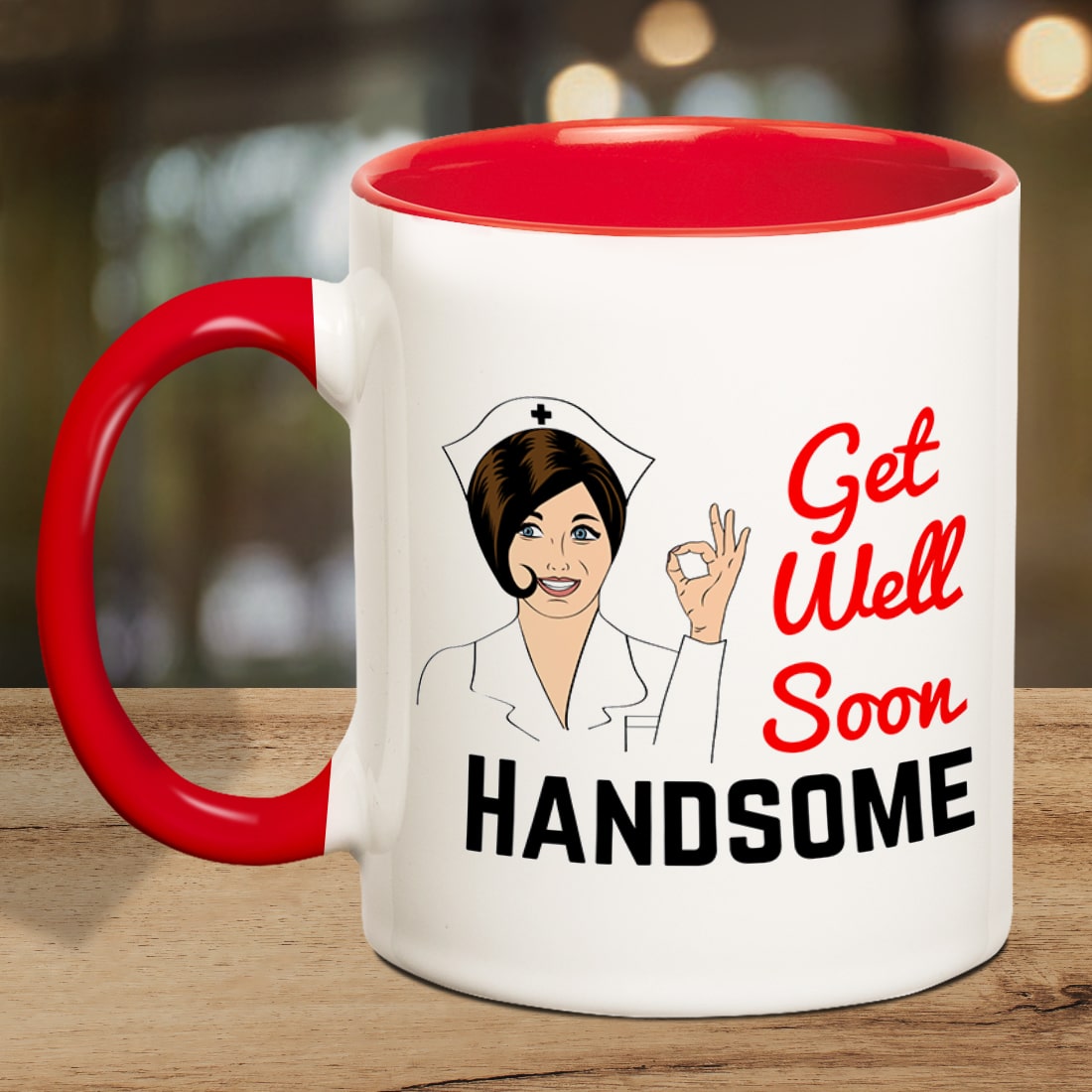 Get Well Soon Handsome Inner Red Mug