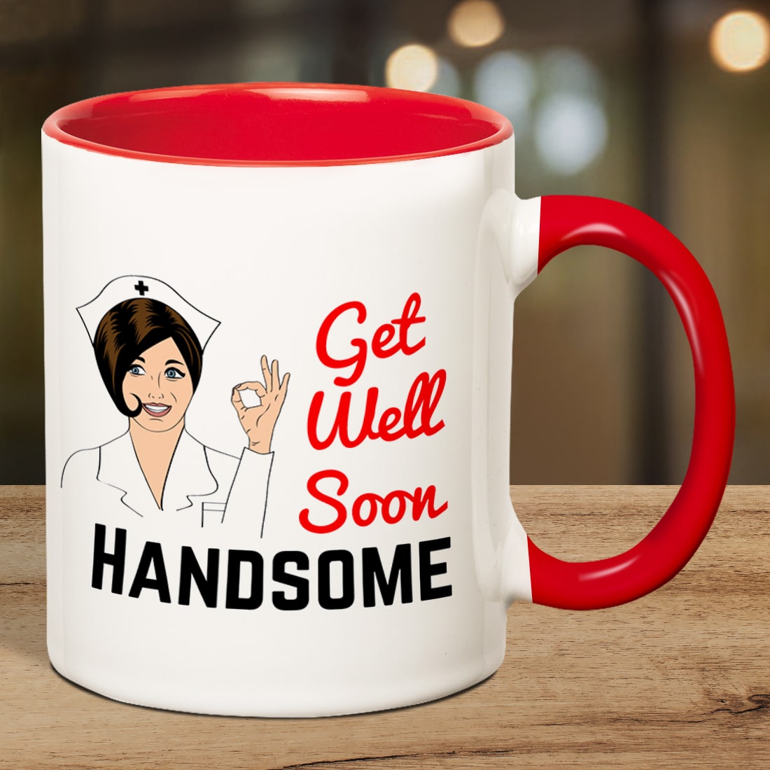 Get Well Soon Handsome Inner Red Mug