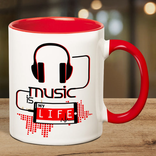 Music Is My Life Inner Red Mug