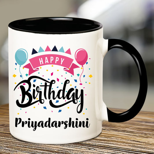 Personalized Happy Birthday Name Inner Black Mug