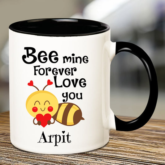 Personalized Bee Mine Name Inner Black Mug