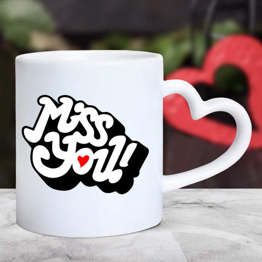 Miss You Heart Handle Mug