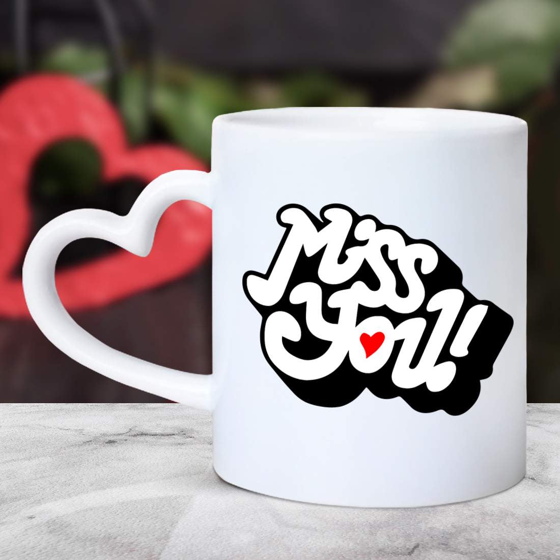 Miss You Heart Handle Mug