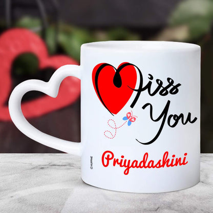 Personalized Miss you Name Heart Handle Coffee Mug