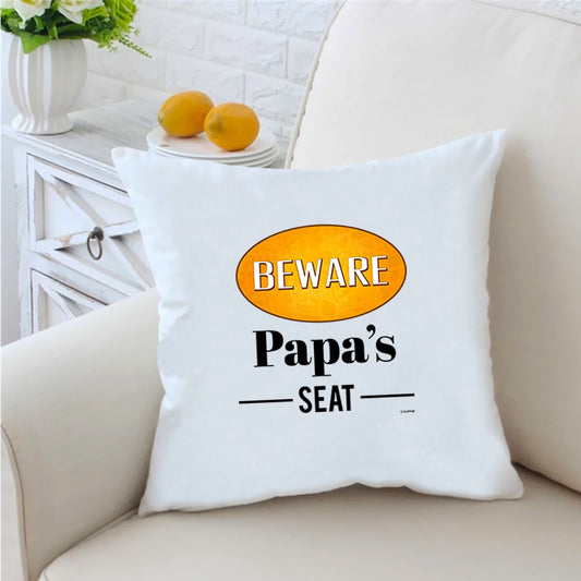 Beware Father  16 inches White Cushion With Filling