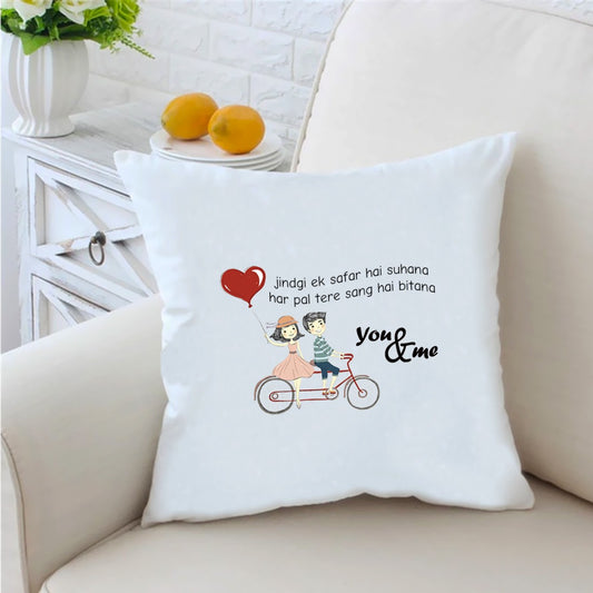 You And Me 16 inches White Cushion With Filling