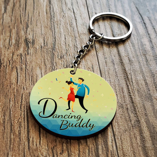 Dancing Buddy Wooden Key Chain