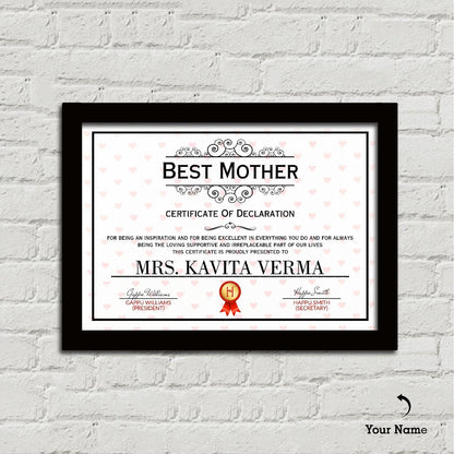 Personalized Best Father/Mother Framed Certificate